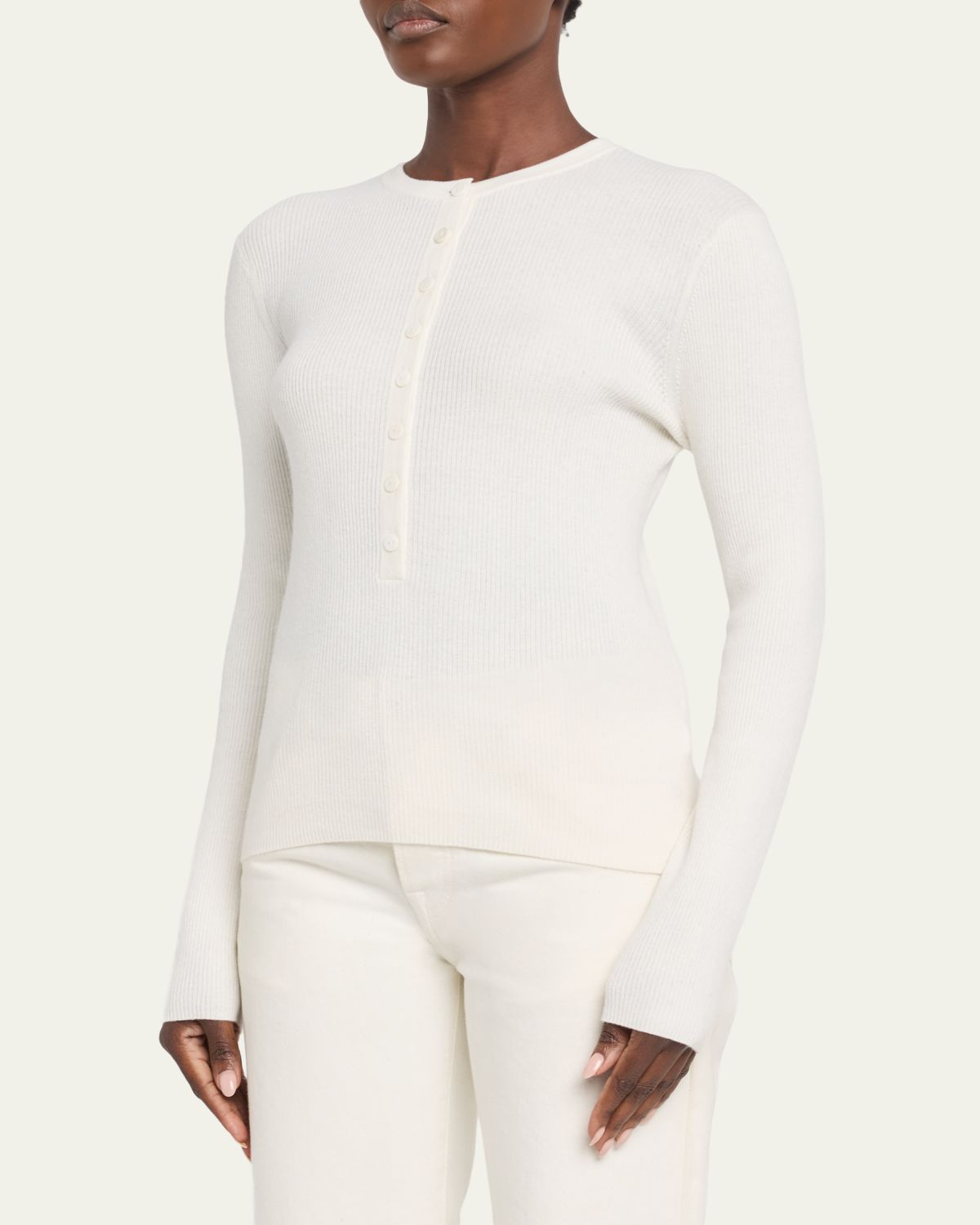 Lisa Yang Airi Cotton-Cashmere Henley Sweater | Thumbnail 9
