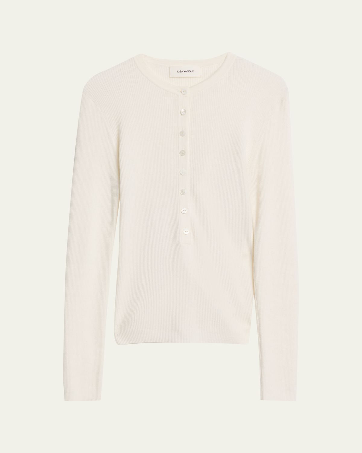 Lisa Yang Airi Cotton-Cashmere Henley Sweater | Thumbnail 6