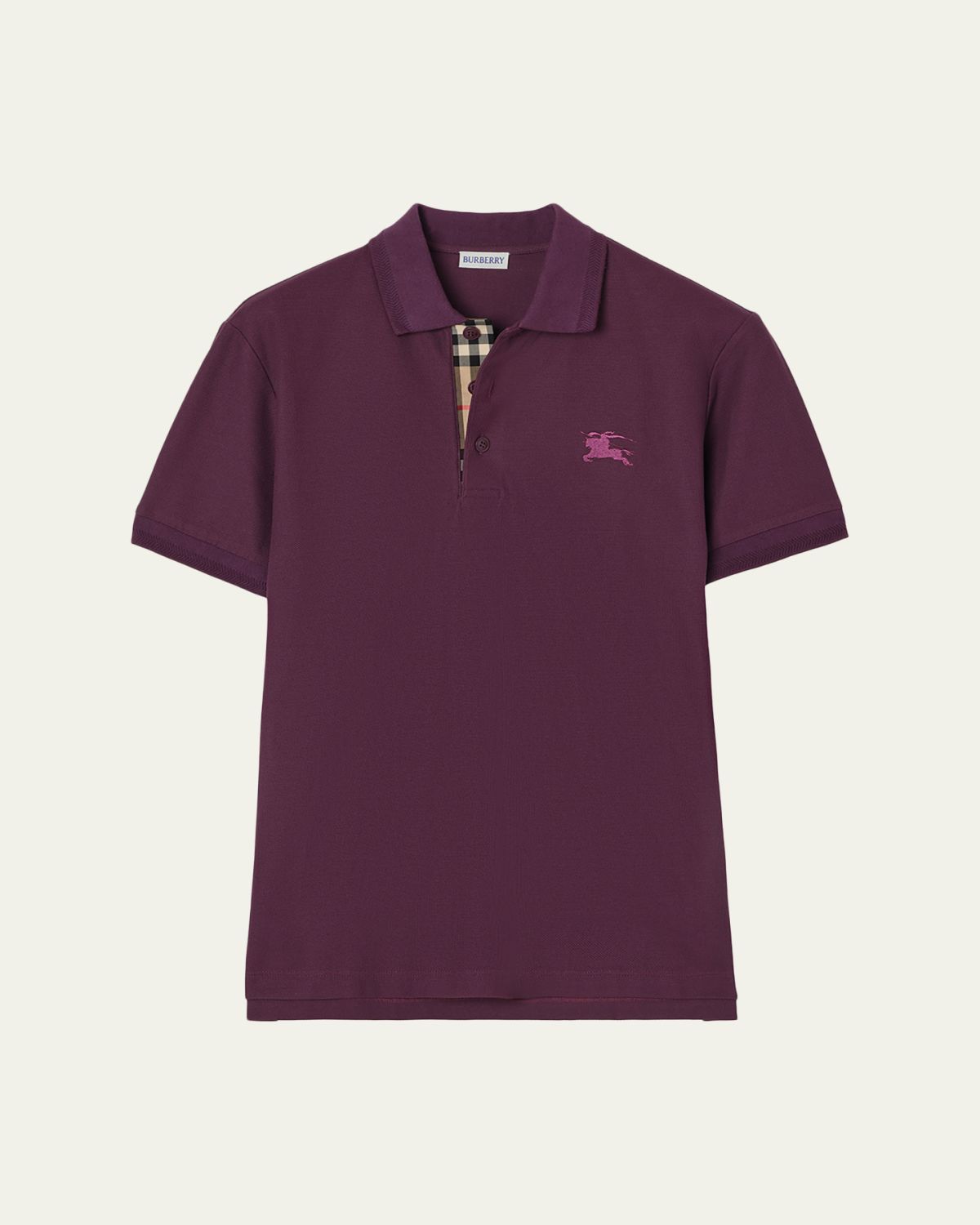 Burberry Men's Eddie Check-Placket Cotton Polo Shirt | Thumbnail 4 Burberry Men's Eddie Check-Placket Cotton Polo Shirt | Thumbnail 4