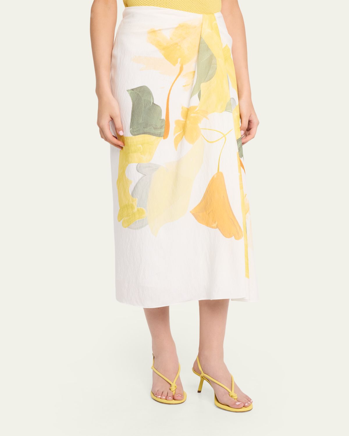 Vince Painted Satin-Viscose Midi Skirt | Thumbnail 4 Vince Painted Satin-Viscose Midi Skirt | Thumbnail 4