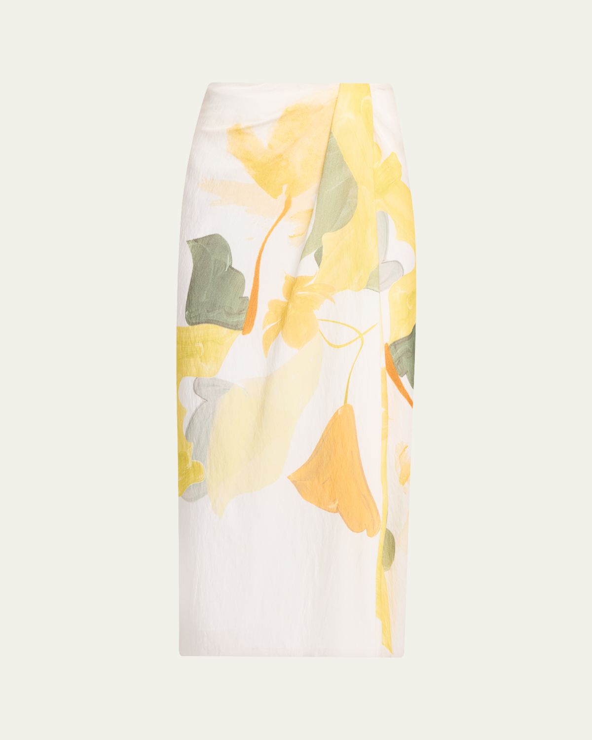 Vince Painted Satin-Viscose Midi Skirt - Women's Clothing