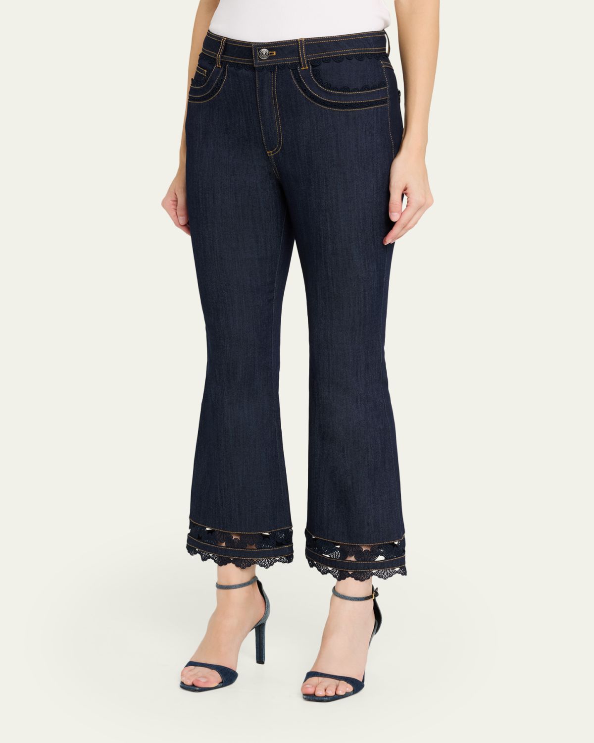 Cinq a Sept Stevie Guipure Lace Crop Flare Jeans | Thumbnail 4 Cinq a Sept Stevie Guipure Lace Crop Flare Jeans | Thumbnail 4
