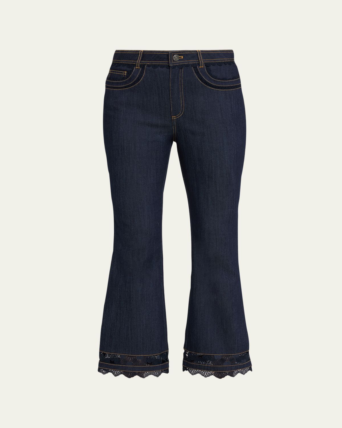 Cinq a Sept Stevie Guipure Lace Crop Flare Jeans
