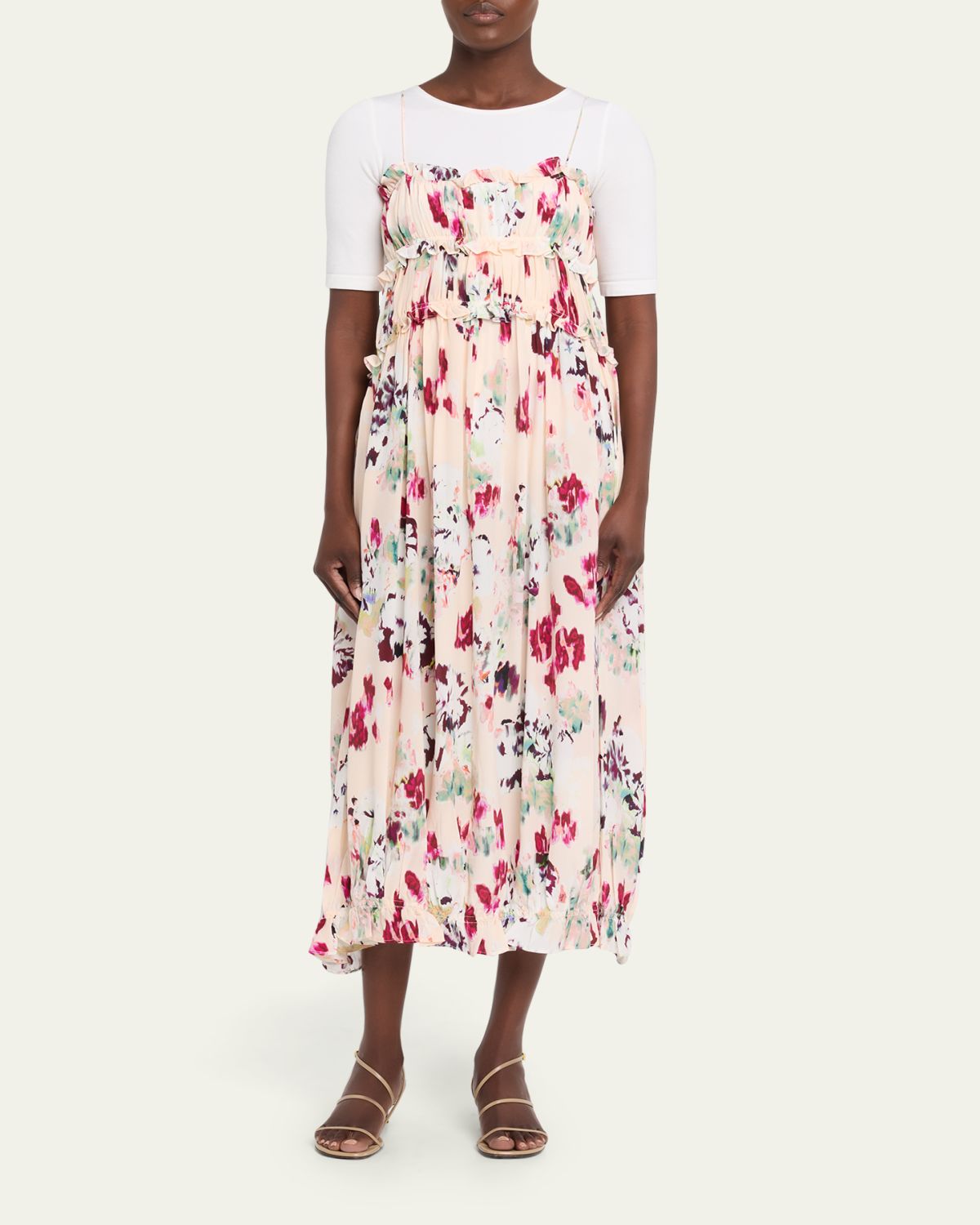 Ulla Johnson Clove Ruffled Floral Silk A-Line Midi Dress | Thumbnail 2 Ulla Johnson Clove Ruffled Floral Silk A-Line Midi Dress | Thumbnail 2