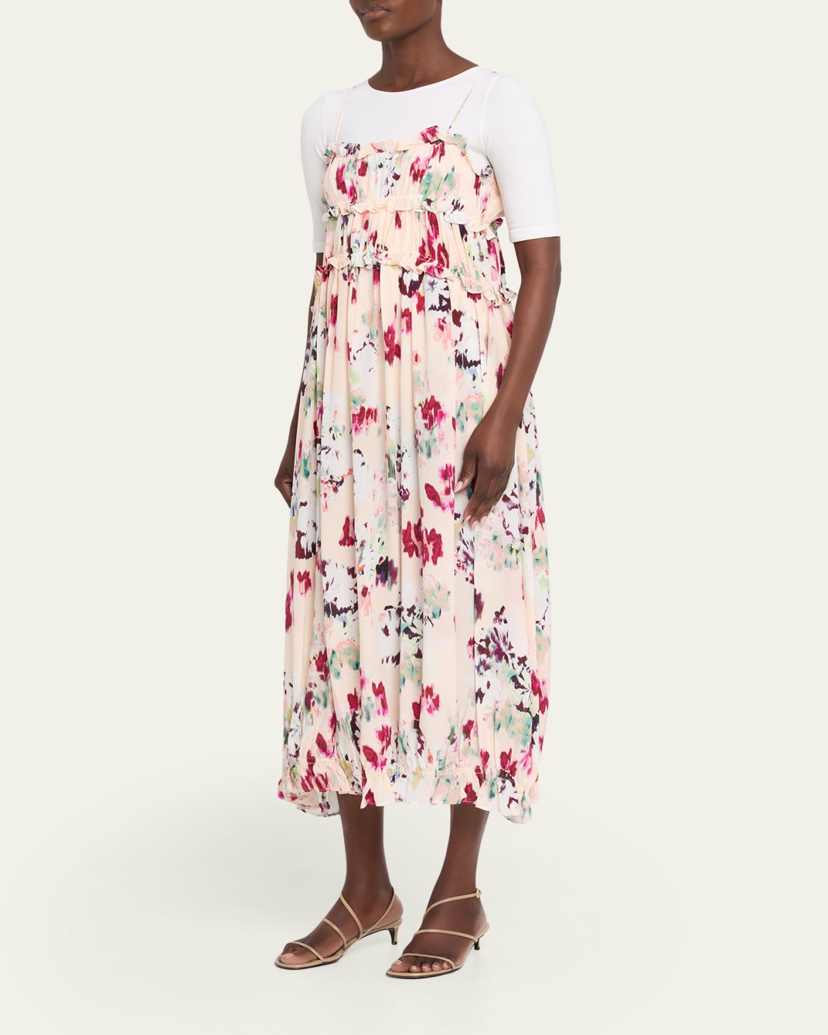 Ulla Johnson Clove Ruffled Floral Silk A-Line Midi Dress | Thumbnail 4 Ulla Johnson Clove Ruffled Floral Silk A-Line Midi Dress | Thumbnail 4
