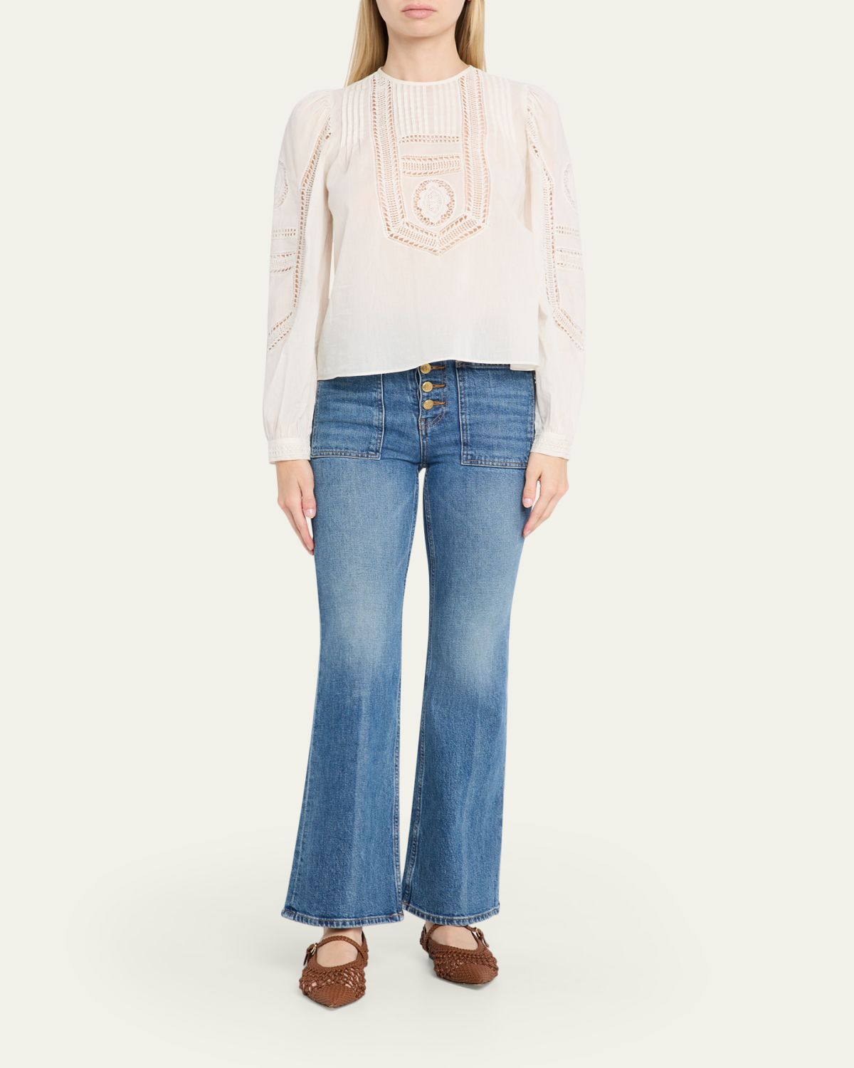 Ulla Johnson Marlowe Embroidered Long-Sleeve Blouse | Thumbnail 2