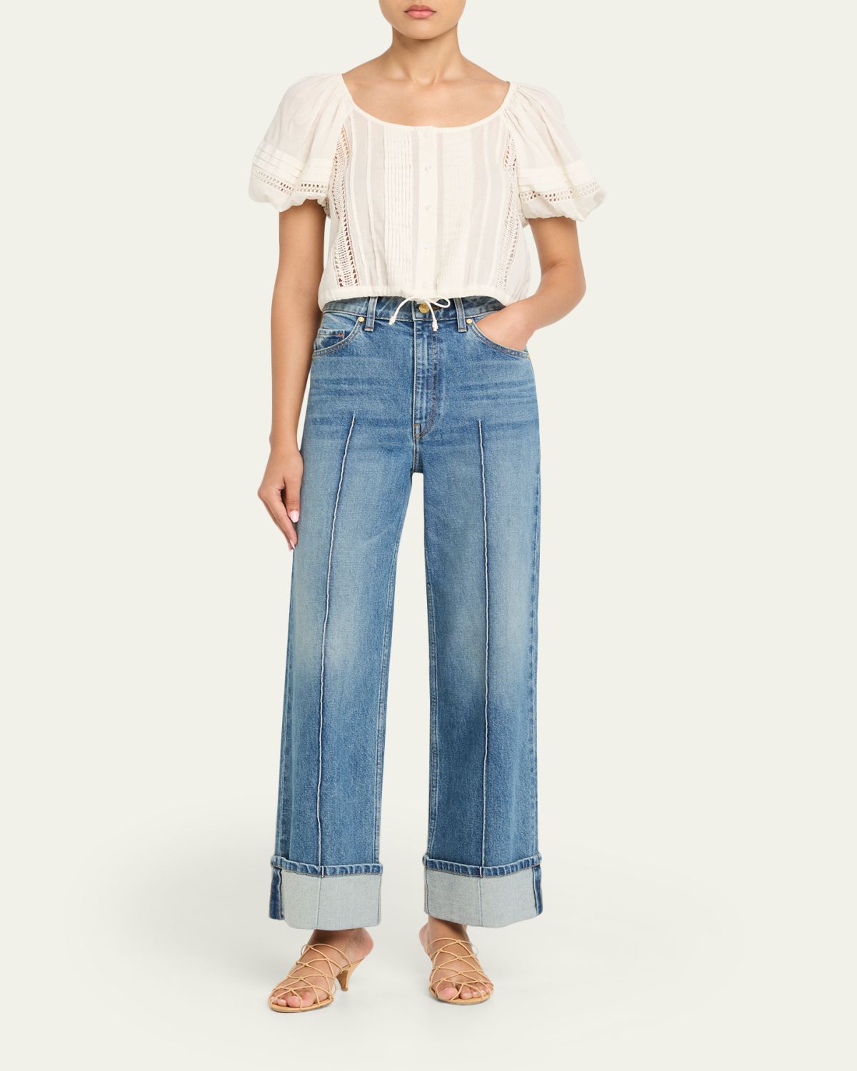 Ulla Johnson Clara Embroidered Short-Sleeve Cotton Blouse | Thumbnail 2 Ulla Johnson Clara Embroidered Short-Sleeve Cotton Blouse | Thumbnail 2