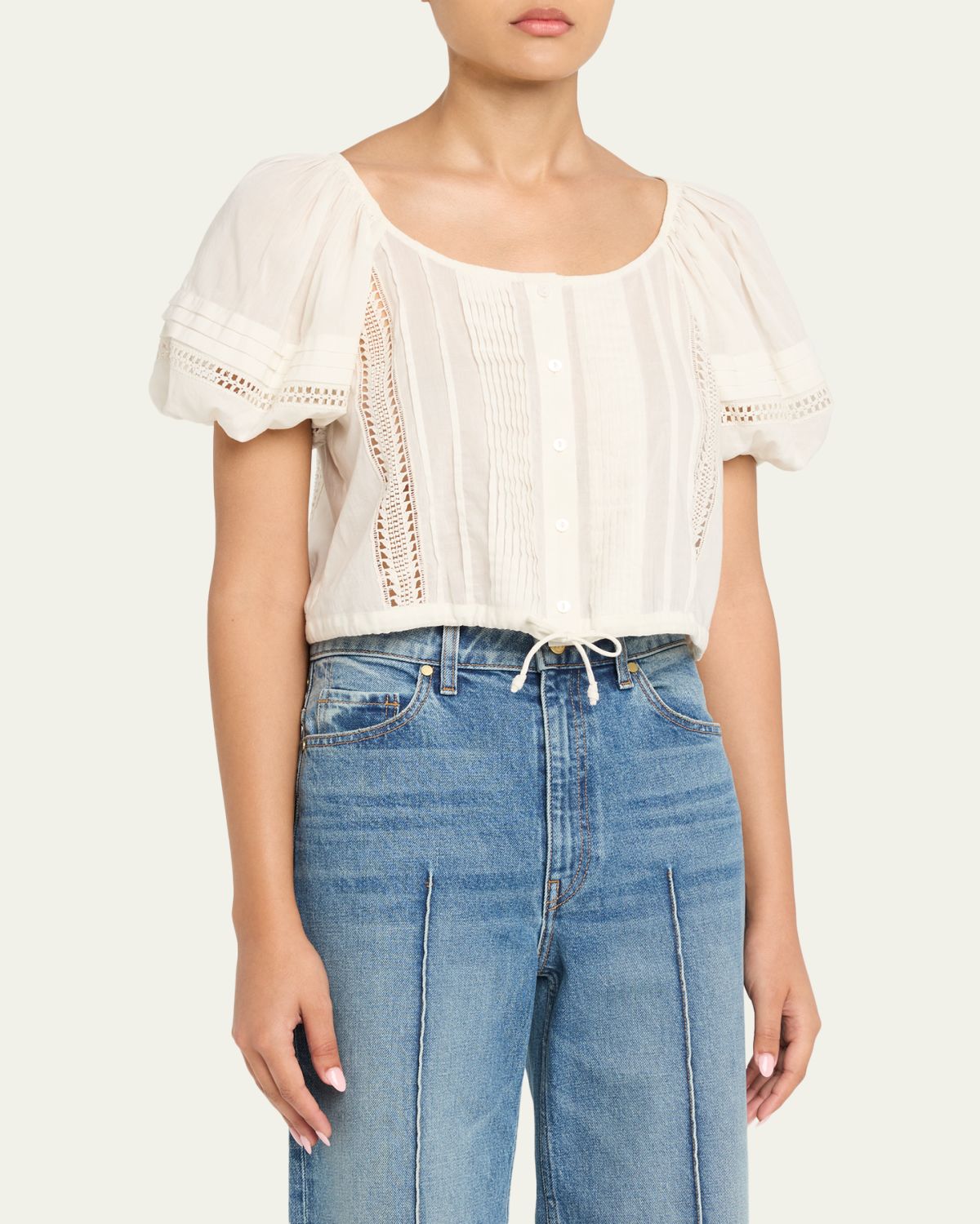 Ulla Johnson Clara Embroidered Short-Sleeve Cotton Blouse | Thumbnail 4 Ulla Johnson Clara Embroidered Short-Sleeve Cotton Blouse | Thumbnail 4