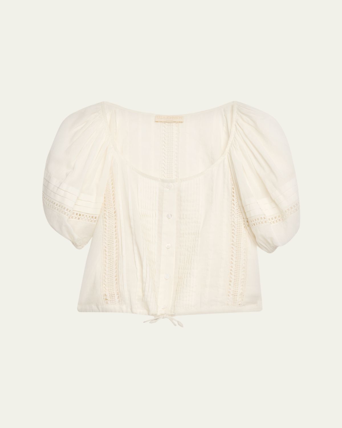 Ulla Johnson Clara Embroidered Short-Sleeve Cotton Blouse