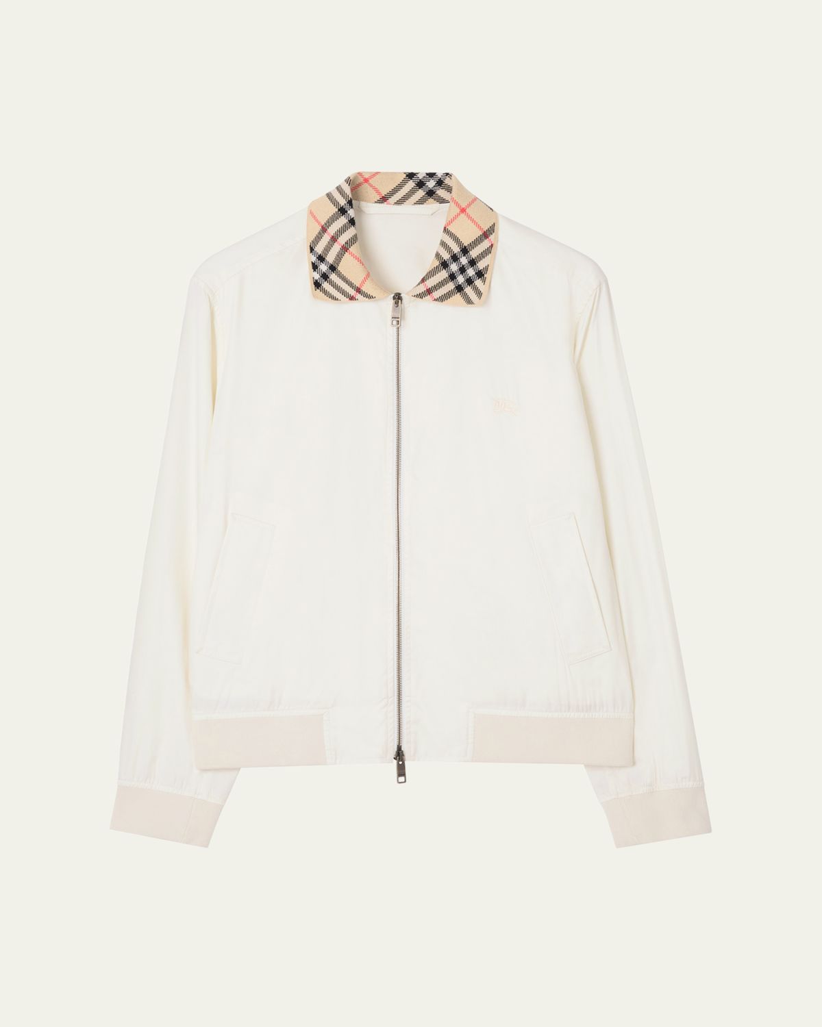 Burberry Men's Hayfield Cotton Check-Collar Bomber Jacket | Thumbnail 5 Burberry Men's Hayfield Cotton Check-Collar Bomber Jacket | Thumbnail 5