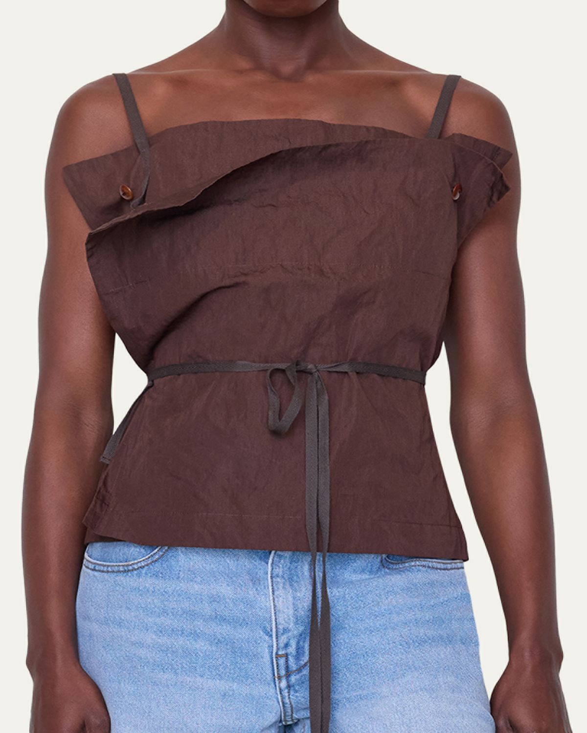 Ossou Sienna Cotton Twill Ribbon Tie Top | Thumbnail 2 Ossou Sienna Cotton Twill Ribbon Tie Top | Thumbnail 2