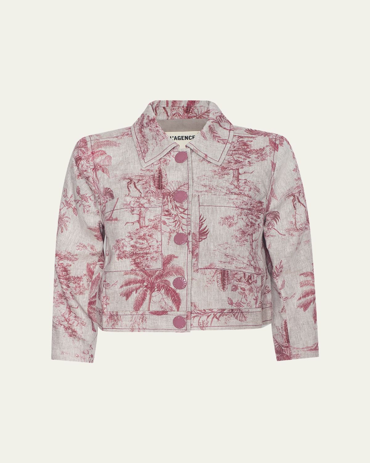 L'Agence Eda Cropped Etoile-Print Linen Jacket | Thumbnail 9 L'Agence Eda Cropped Etoile-Print Linen Jacket | Thumbnail 9