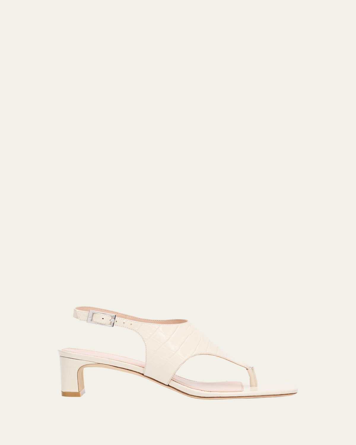 Stuart Weitzman 40mm Baby Babette Croc-Embossed Leather Thong Sandals | Thumbnail 6