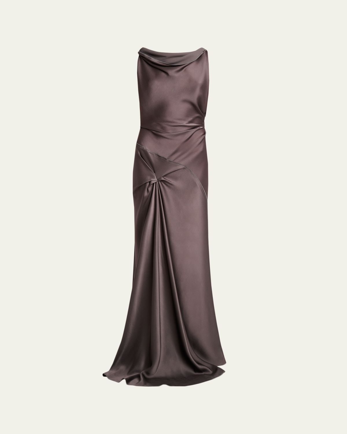 Victoria Beckham Asymmetric Draped Sleeveless Satin Midi Dress | Thumbnail 6 Victoria Beckham Asymmetric Draped Sleeveless Satin Midi Dress | Thumbnail 6