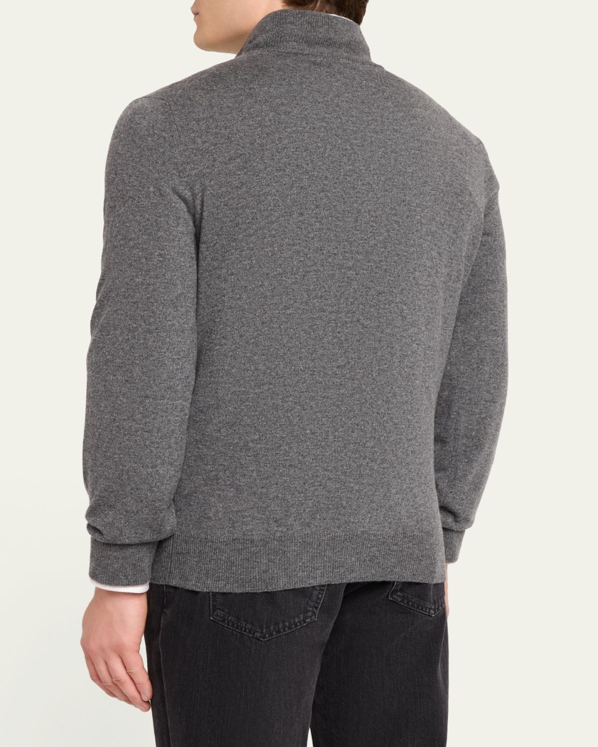Brunello Cucinelli Men's Cashmere Quarter-Zip Sweater | Thumbnail 3