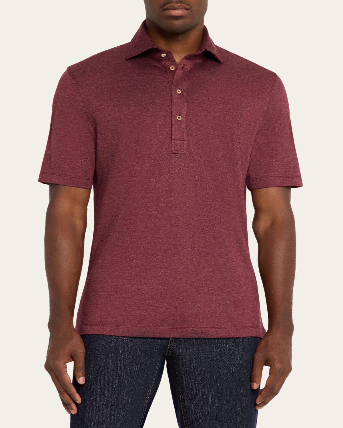 Brunello Cucinelli Men's Wool Blend Polo Shirt | Thumbnail 4 Brunello Cucinelli Men's Wool Blend Polo Shirt | Thumbnail 4