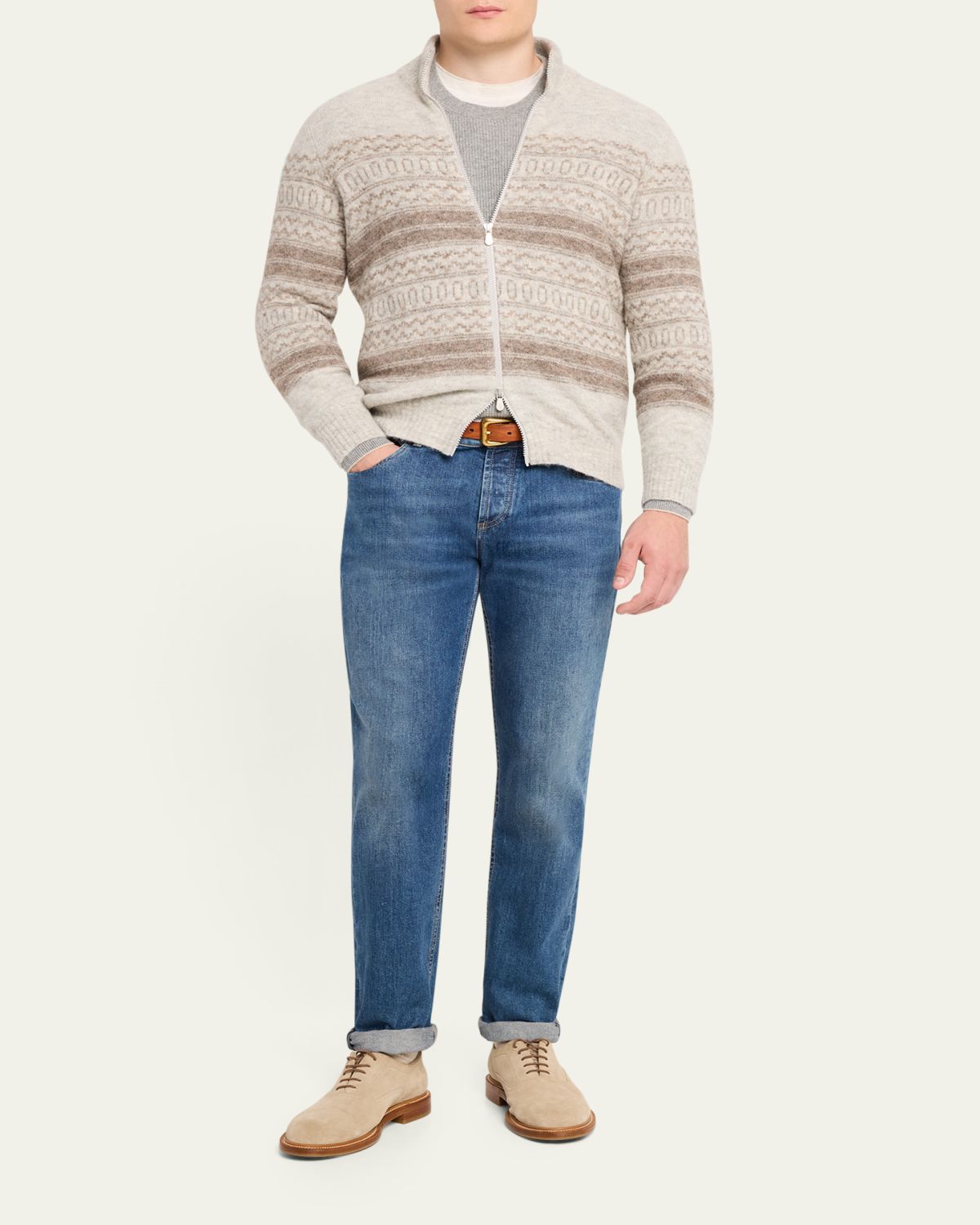 Brunello Cucinelli Men's Crewneck English Rib Cashmere Sweater | Thumbnail 17 Brunello Cucinelli Men's Crewneck English Rib Cashmere Sweater | Thumbnail 17