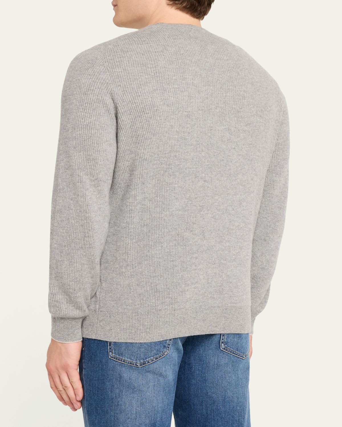 Brunello Cucinelli Men's Crewneck English Rib Cashmere Sweater | Thumbnail 18 Brunello Cucinelli Men's Crewneck English Rib Cashmere Sweater | Thumbnail 18
