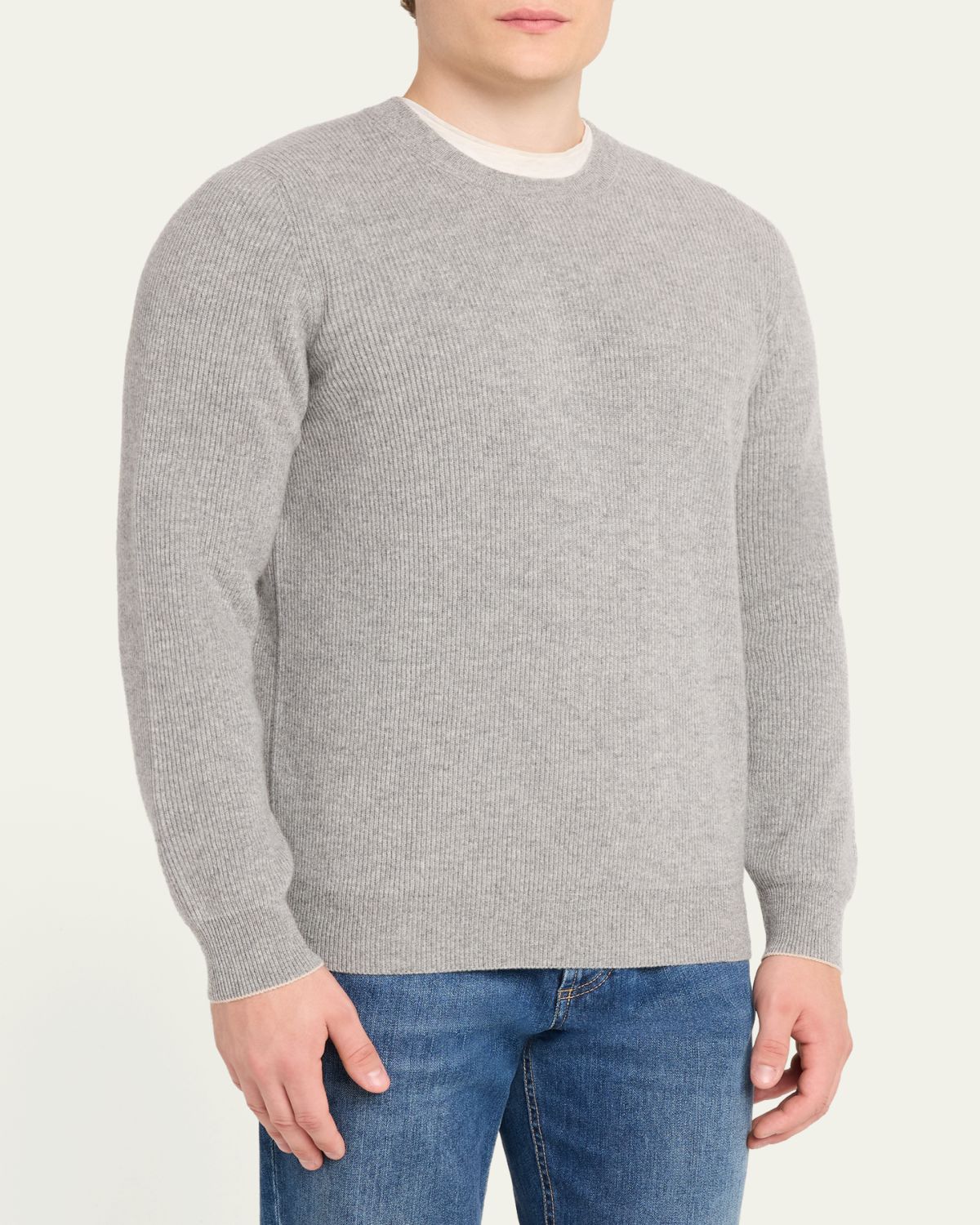 Brunello Cucinelli Men's Crewneck English Rib Cashmere Sweater | Thumbnail 19 Brunello Cucinelli Men's Crewneck English Rib Cashmere Sweater | Thumbnail 19