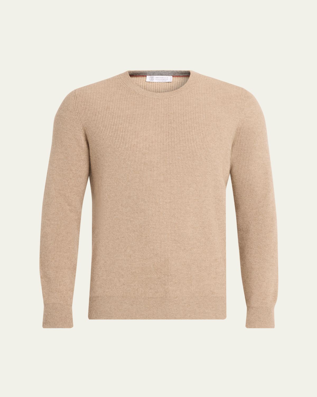 Brunello Cucinelli Men's Crewneck English Rib Cashmere Sweater | Thumbnail 6 Brunello Cucinelli Men's Crewneck English Rib Cashmere Sweater | Thumbnail 6