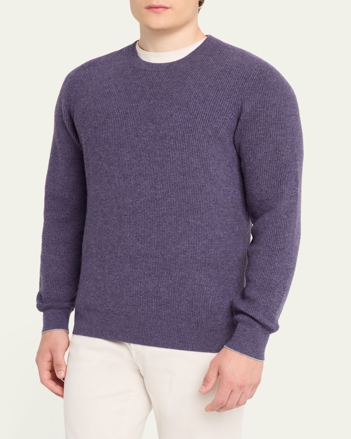 Brunello Cucinelli Men's Crewneck English Rib Cashmere Sweater | Thumbnail 14 Brunello Cucinelli Men's Crewneck English Rib Cashmere Sweater | Thumbnail 14