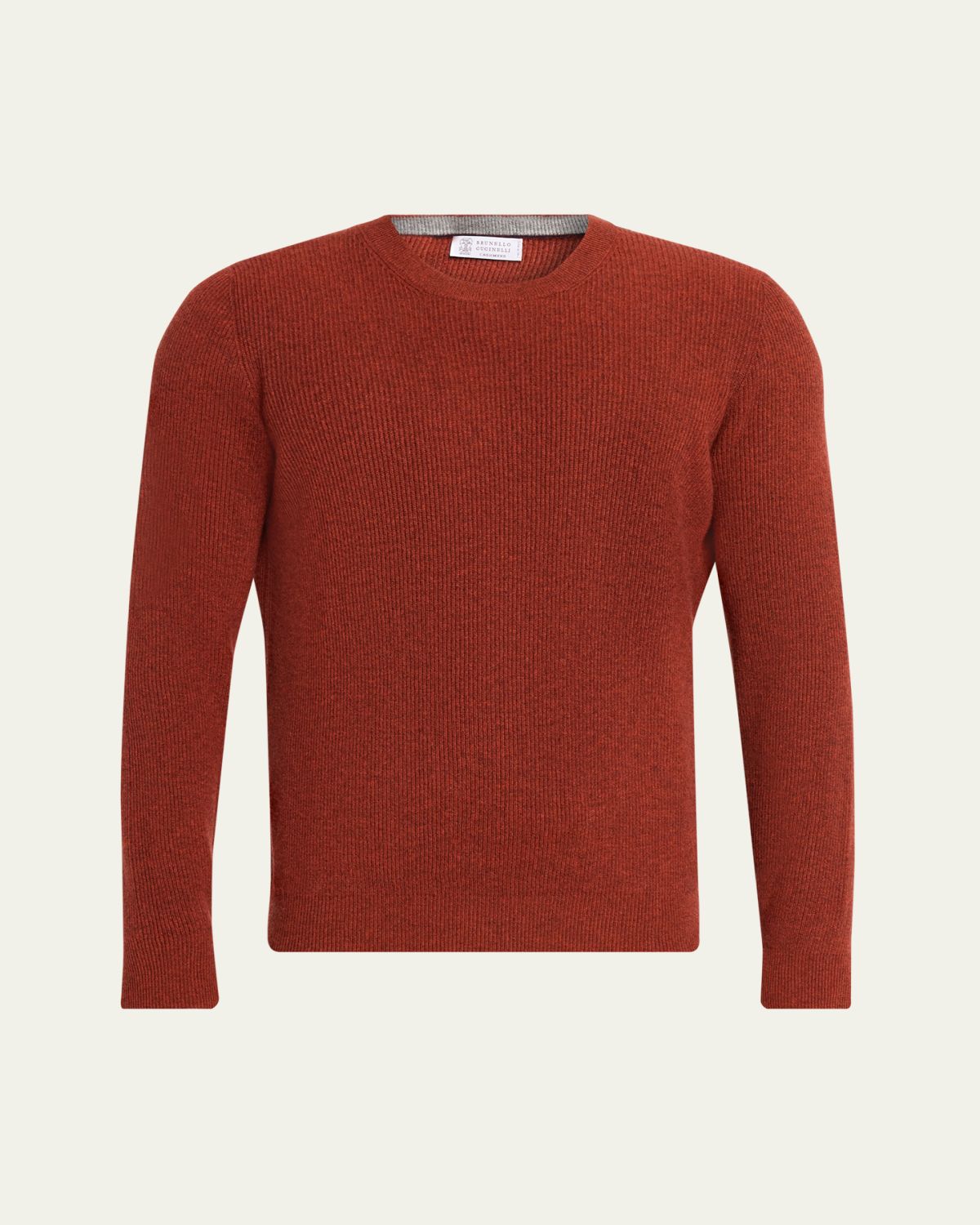 Brunello Cucinelli Men's Crewneck English Rib Cashmere Sweater