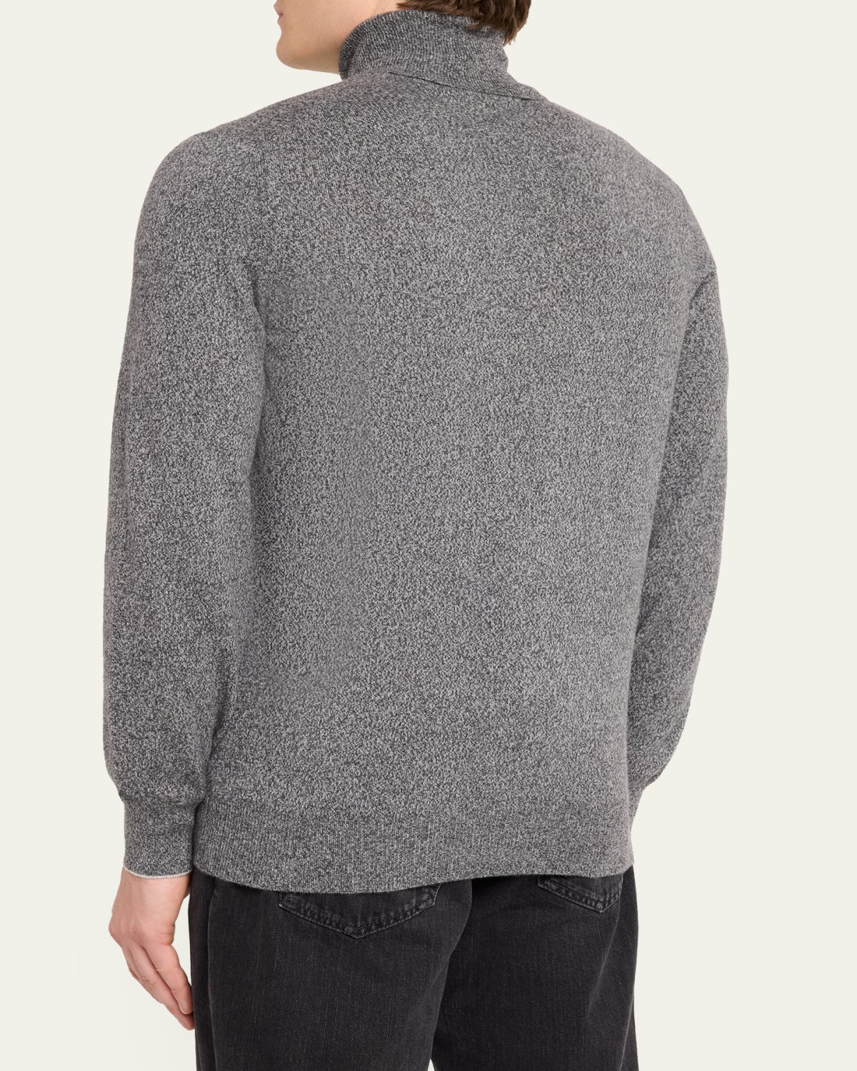 Brunello Cucinelli Men's Cashmere Melange Turtleneck Sweater | Thumbnail 3