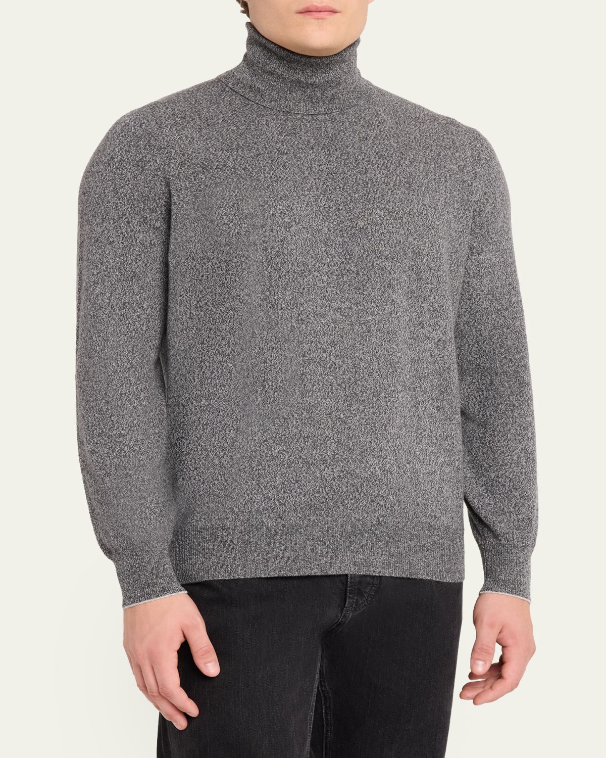 Brunello Cucinelli Men's Cashmere Melange Turtleneck Sweater | Thumbnail 4