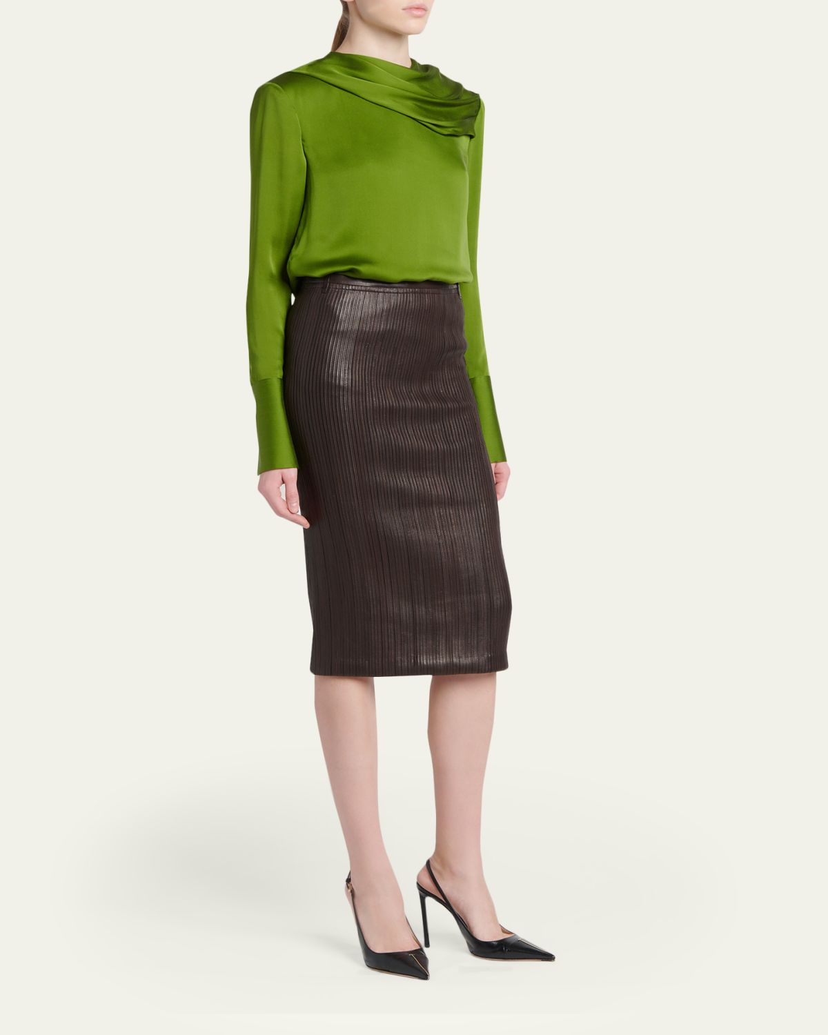 TOM FORD Draped Silk Long-Sleeve Tunic Blouse | Thumbnail 2 TOM FORD Draped Silk Long-Sleeve Tunic Blouse | Thumbnail 2