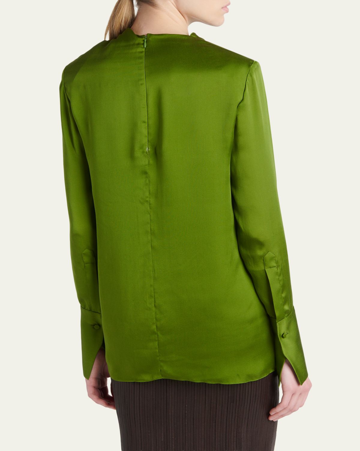 TOM FORD Draped Silk Long-Sleeve Tunic Blouse | Thumbnail 3 TOM FORD Draped Silk Long-Sleeve Tunic Blouse | Thumbnail 3
