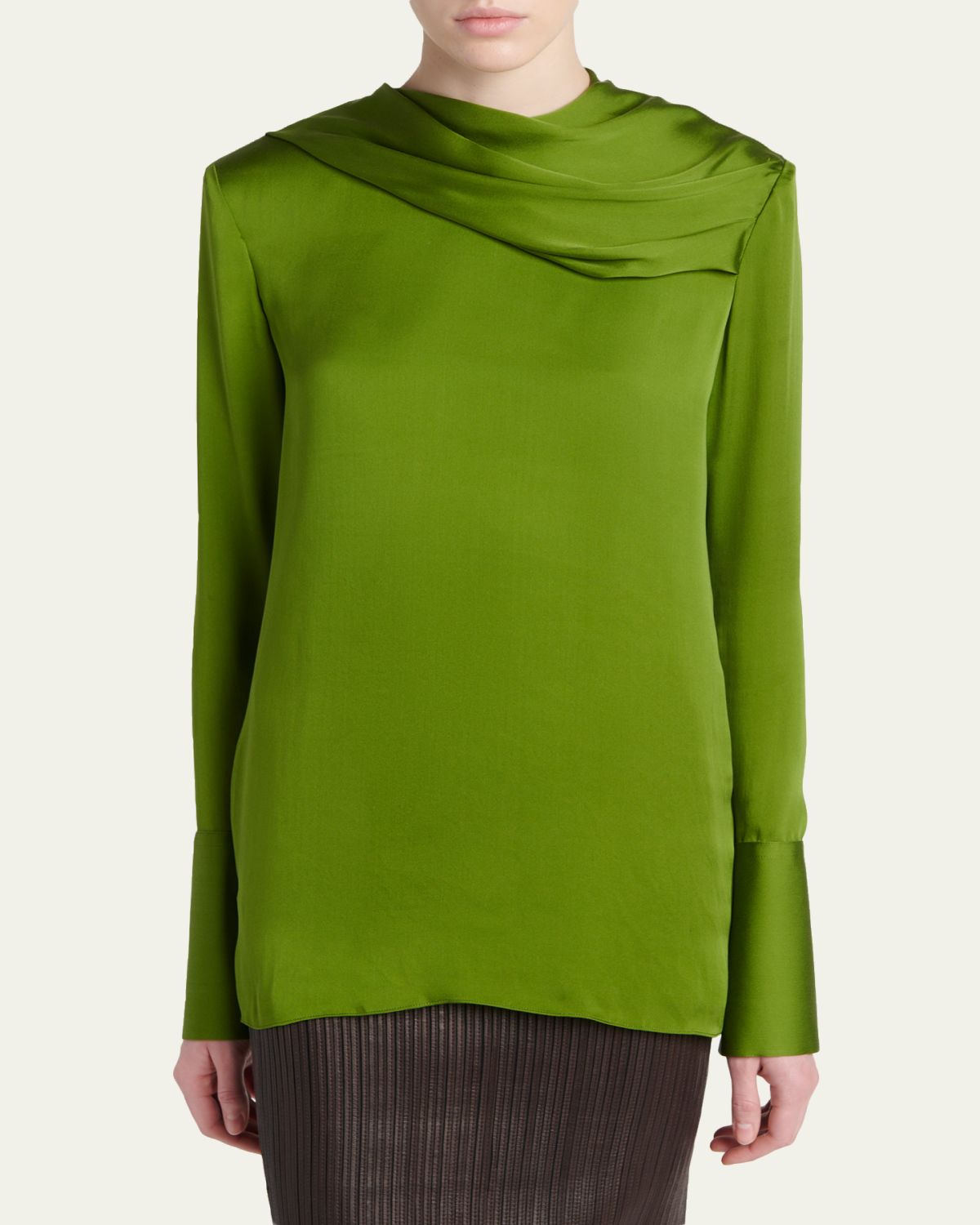 TOM FORD Draped Silk Long-Sleeve Tunic Blouse | Thumbnail 4 TOM FORD Draped Silk Long-Sleeve Tunic Blouse | Thumbnail 4