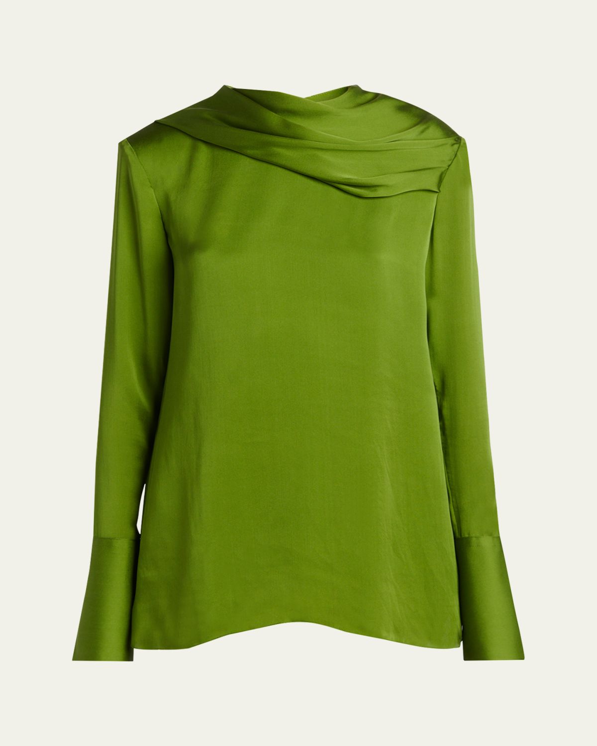 TOM FORD Draped Silk Long-Sleeve Tunic Blouse - Women's Clothing