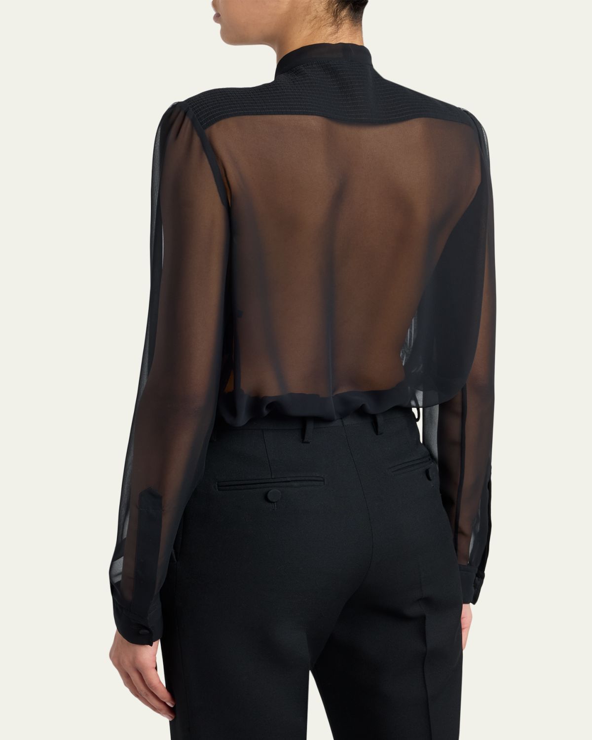 TOM FORD Chiffon Plisse Neck-Tie Blouse | Thumbnail 3