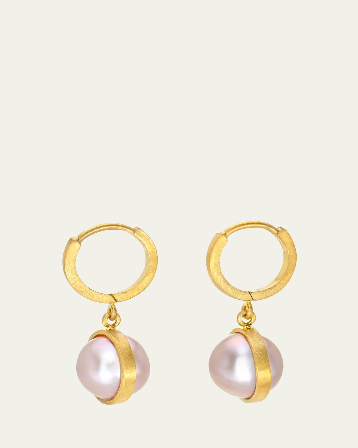 DARIUS 18K Yellow Gold Freshwater Pearl Drop Hoop Earrings | Thumbnail 2