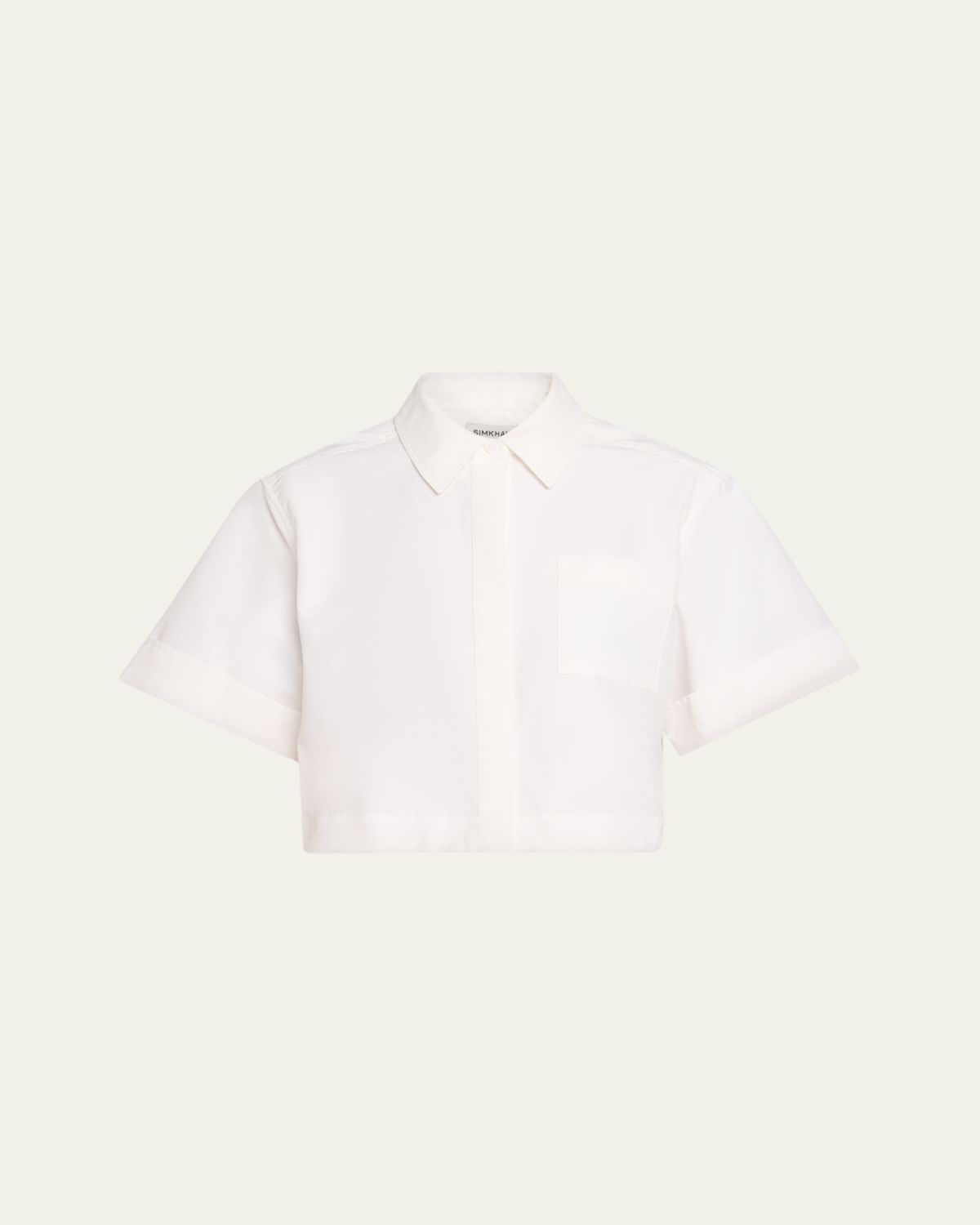 SIMKHAI Ryett Short-Sleeve Cropped Shirt | Thumbnail 6