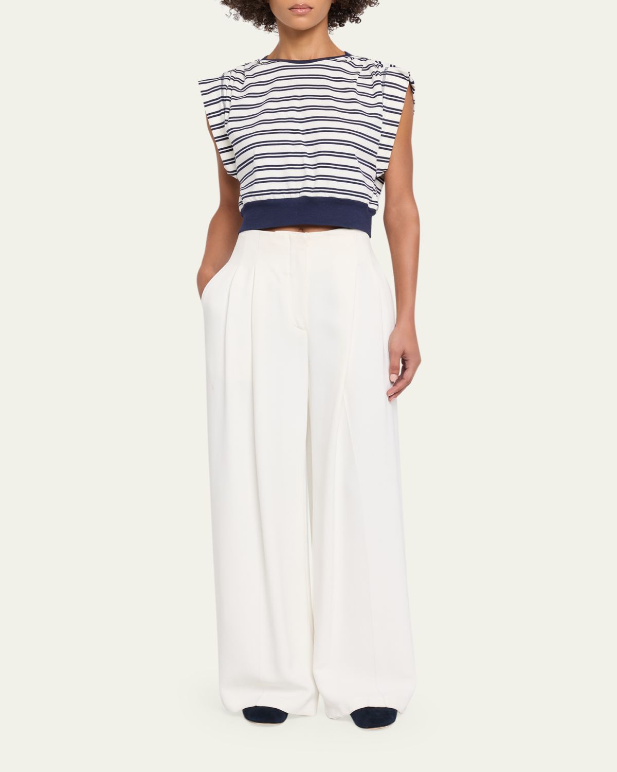 SIMKHAI Joie Striped Cotton-Jersey Top | Thumbnail 2