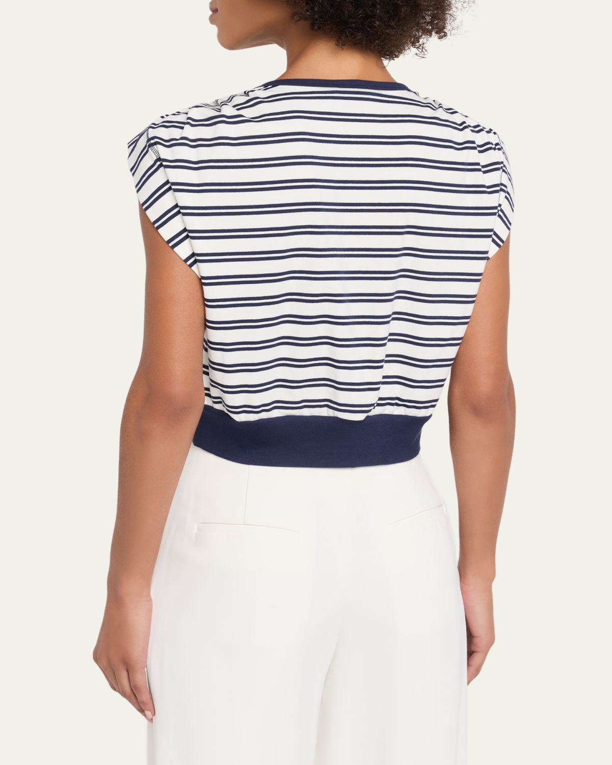 SIMKHAI Joie Striped Cotton-Jersey Top | Thumbnail 3