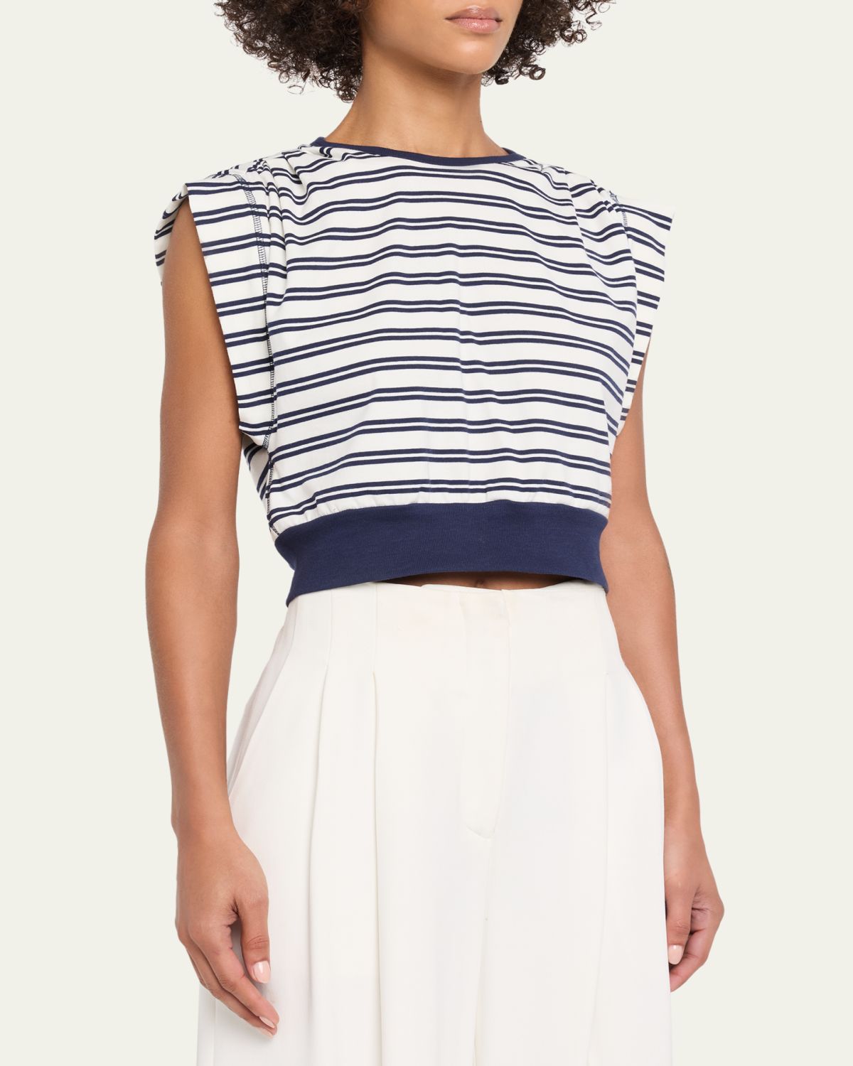 SIMKHAI Joie Striped Cotton-Jersey Top | Thumbnail 4