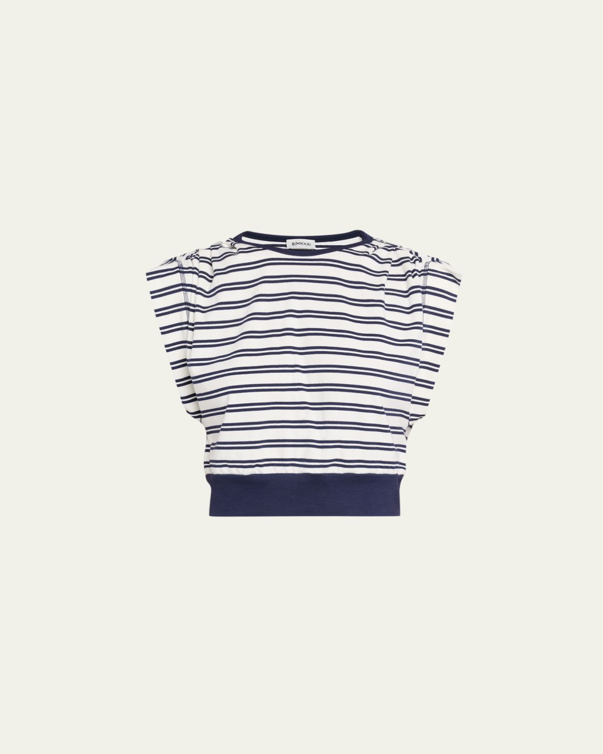 SIMKHAI Joie Striped Cotton-Jersey Top