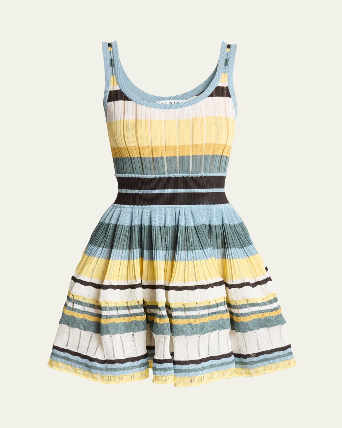ALAÏA Sleeveless Striped Crinoline Knit Mini Dress | Thumbnail 6