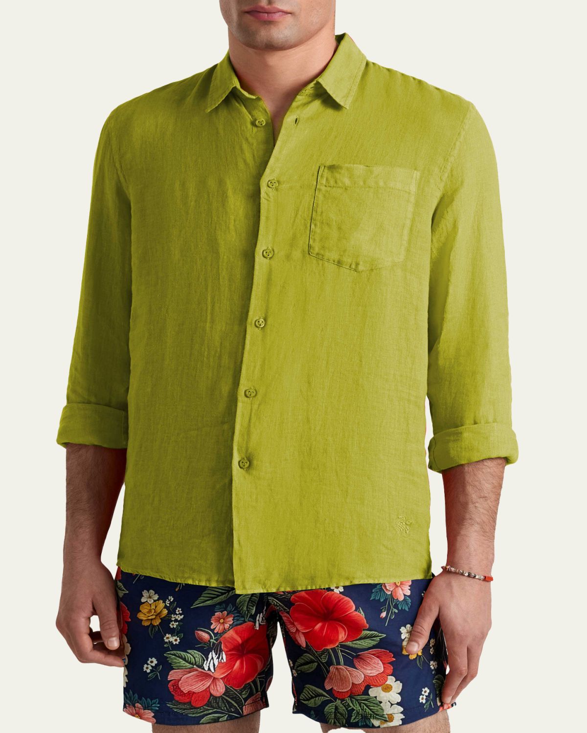 Vilebrequin Men's Long-Sleeve Button-Down Linen Shirt | Thumbnail 3 Vilebrequin Men's Long-Sleeve Button-Down Linen Shirt | Thumbnail 3