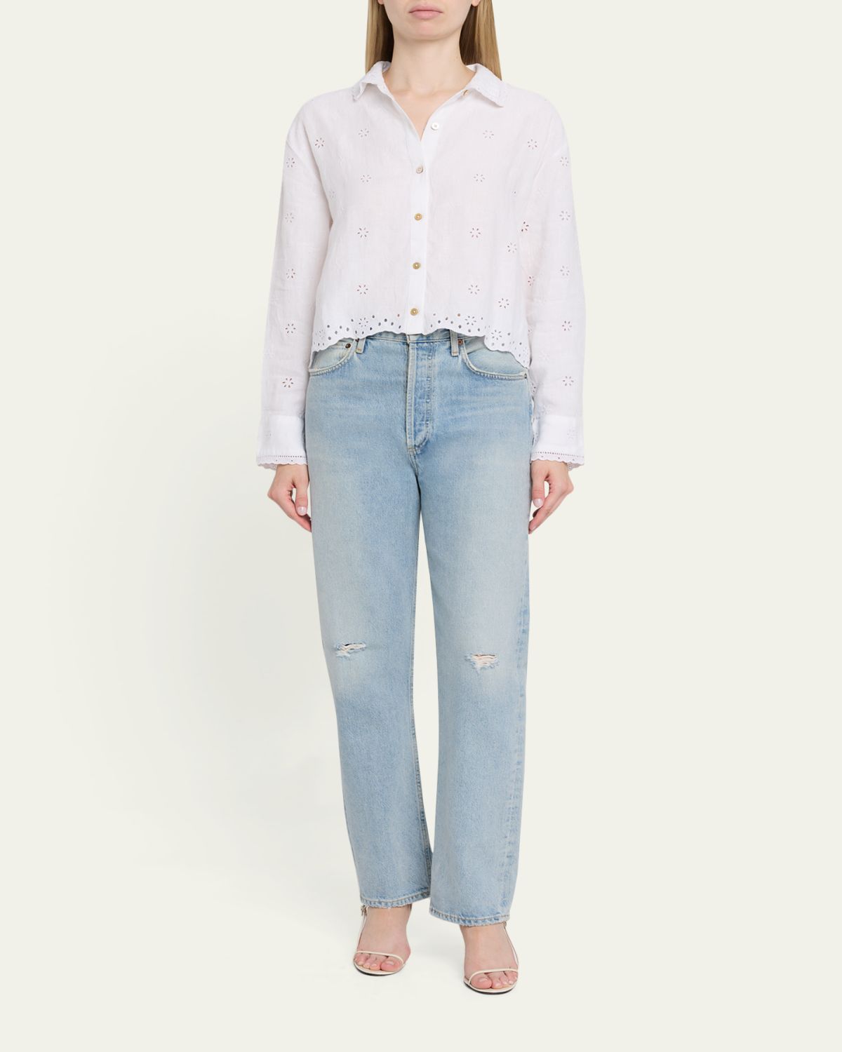 LoveShackFancy Delano Eyelet Linen Top | Thumbnail 2 LoveShackFancy Delano Eyelet Linen Top | Thumbnail 2