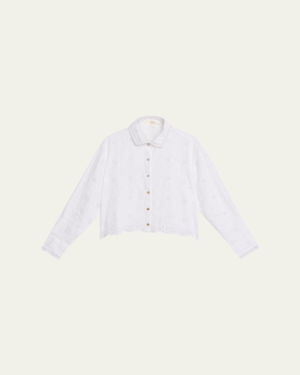 LoveShackFancy Delano Eyelet Linen Top