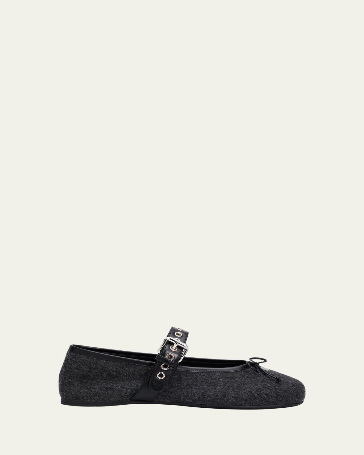 Miu Miu Flannel Leather-Strap Ballerina Flats | Thumbnail 6