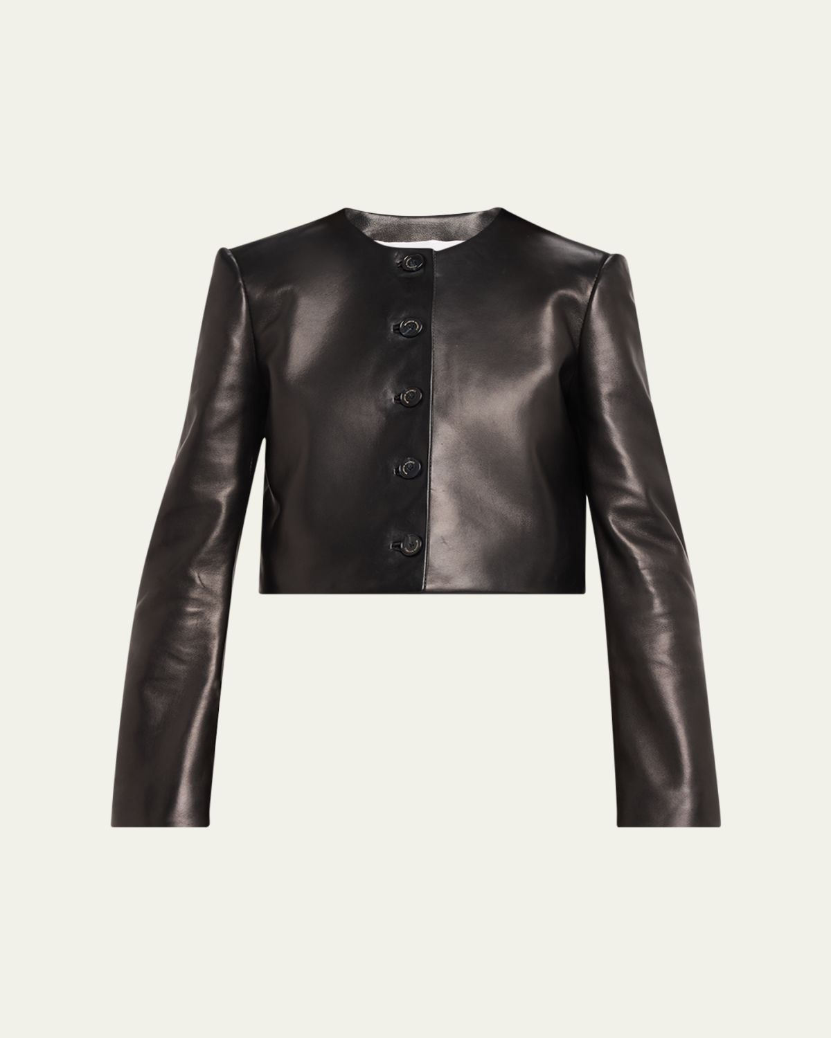 Brandon Maxwell Ryder Leather Cropped Box Jacket | Thumbnail 5 Brandon Maxwell Ryder Leather Cropped Box Jacket | Thumbnail 5