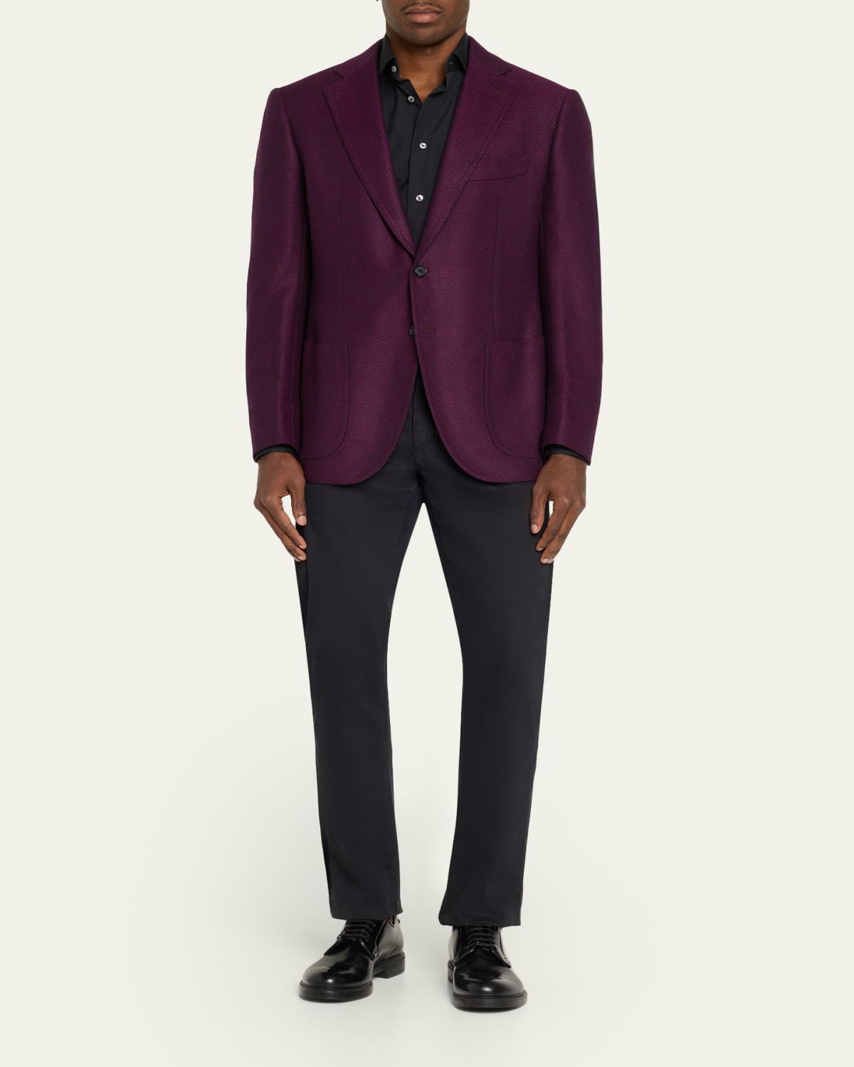 Cesare Attolini Men's Cashmere Diagonal-Texture Single-Breasted Sport Coat | Thumbnail 2