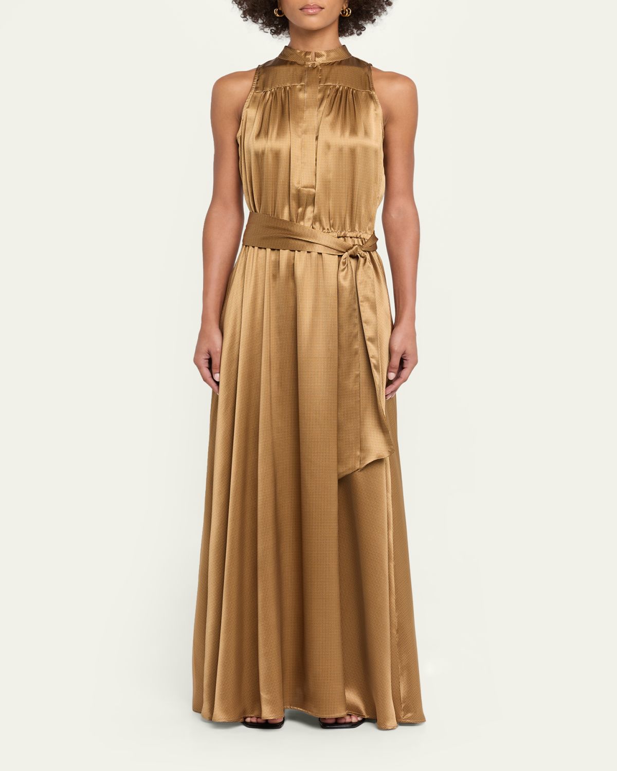 Kiton Sleeveless Gathered Silk Maxi Dress With Belt | Thumbnail 2 Kiton Sleeveless Gathered Silk Maxi Dress With Belt | Thumbnail 2