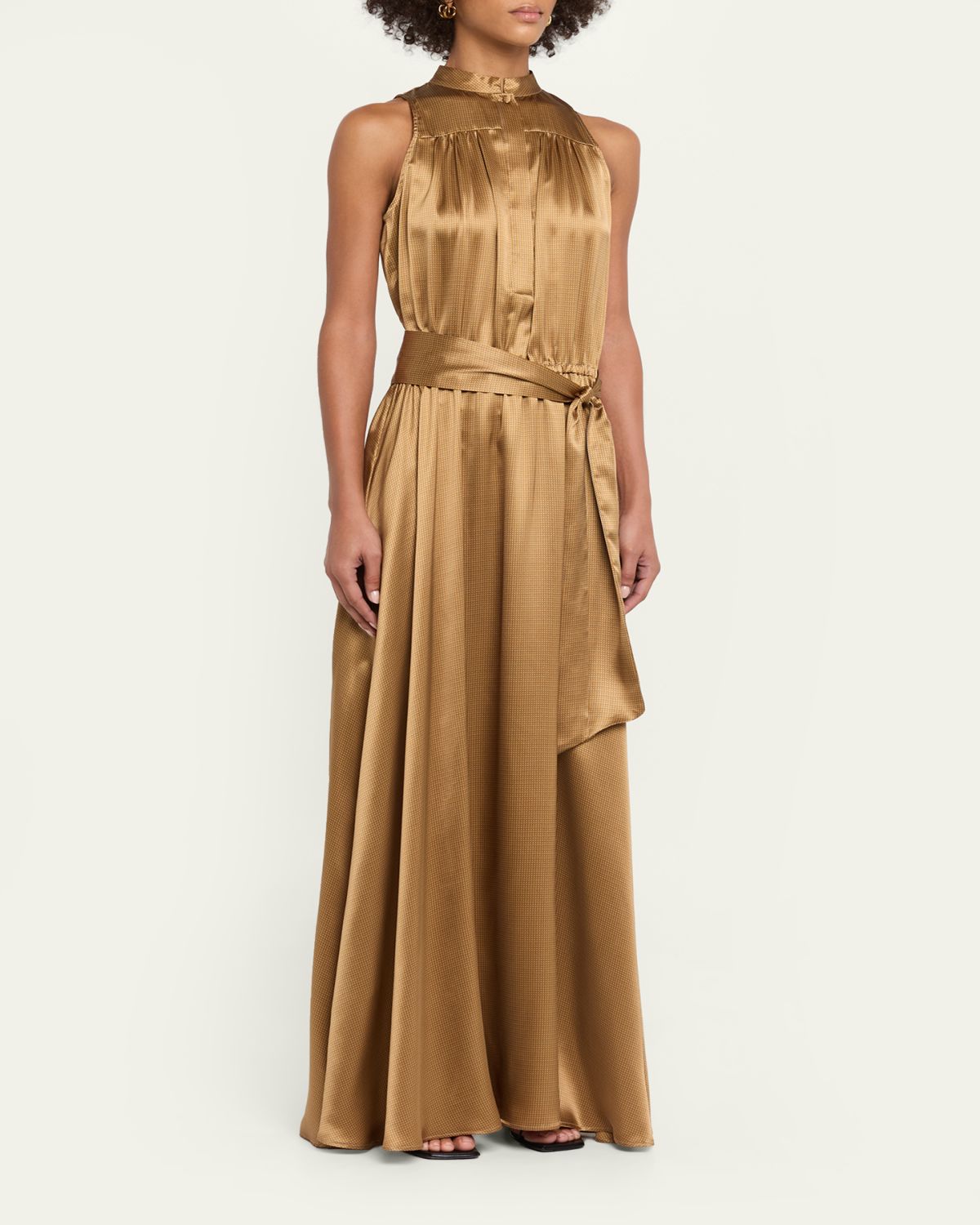 Kiton Sleeveless Gathered Silk Maxi Dress With Belt | Thumbnail 4 Kiton Sleeveless Gathered Silk Maxi Dress With Belt | Thumbnail 4