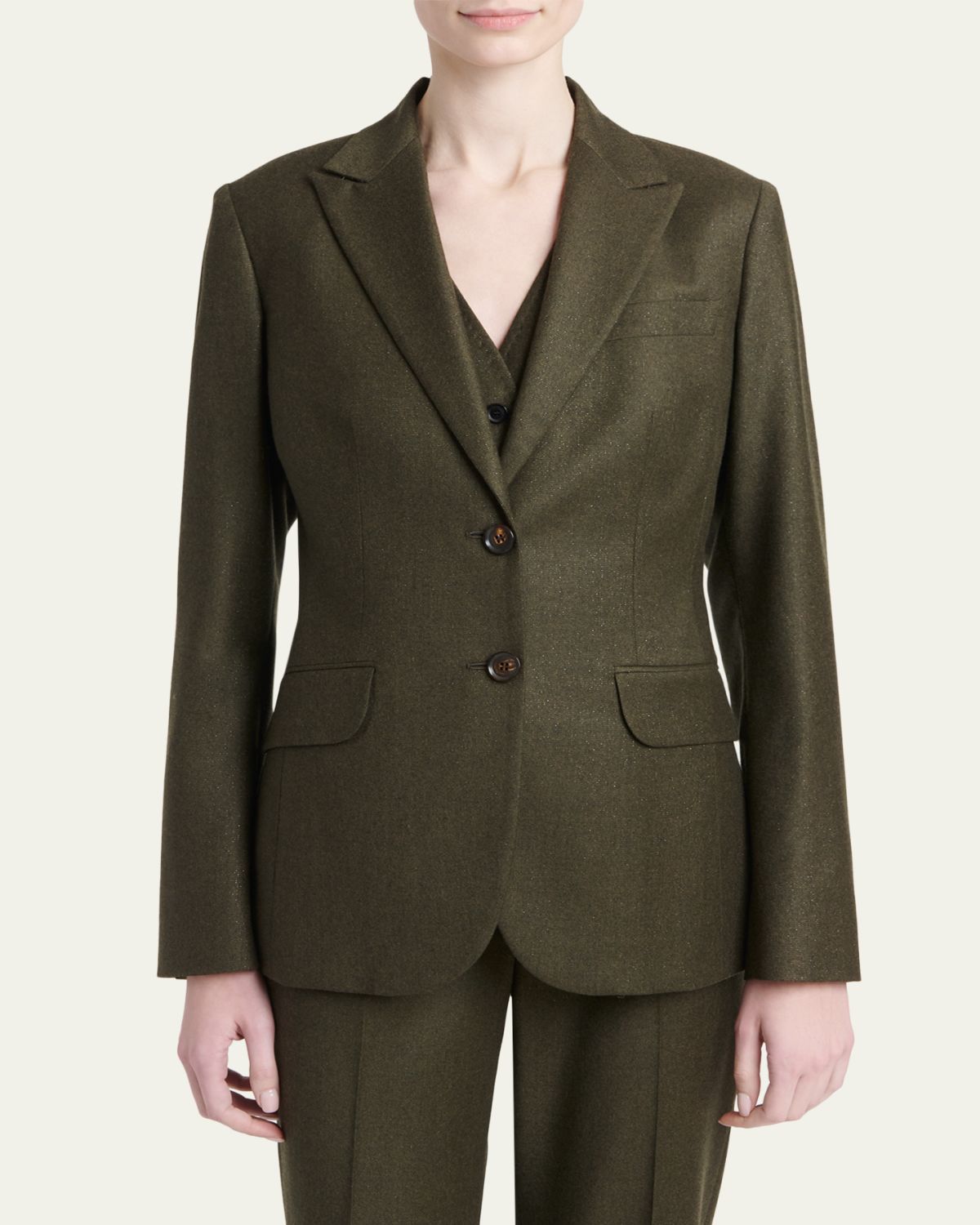 Kiton Metallic Wool Single-Breasted Jacket | Thumbnail 4 Kiton Metallic Wool Single-Breasted Jacket | Thumbnail 4
