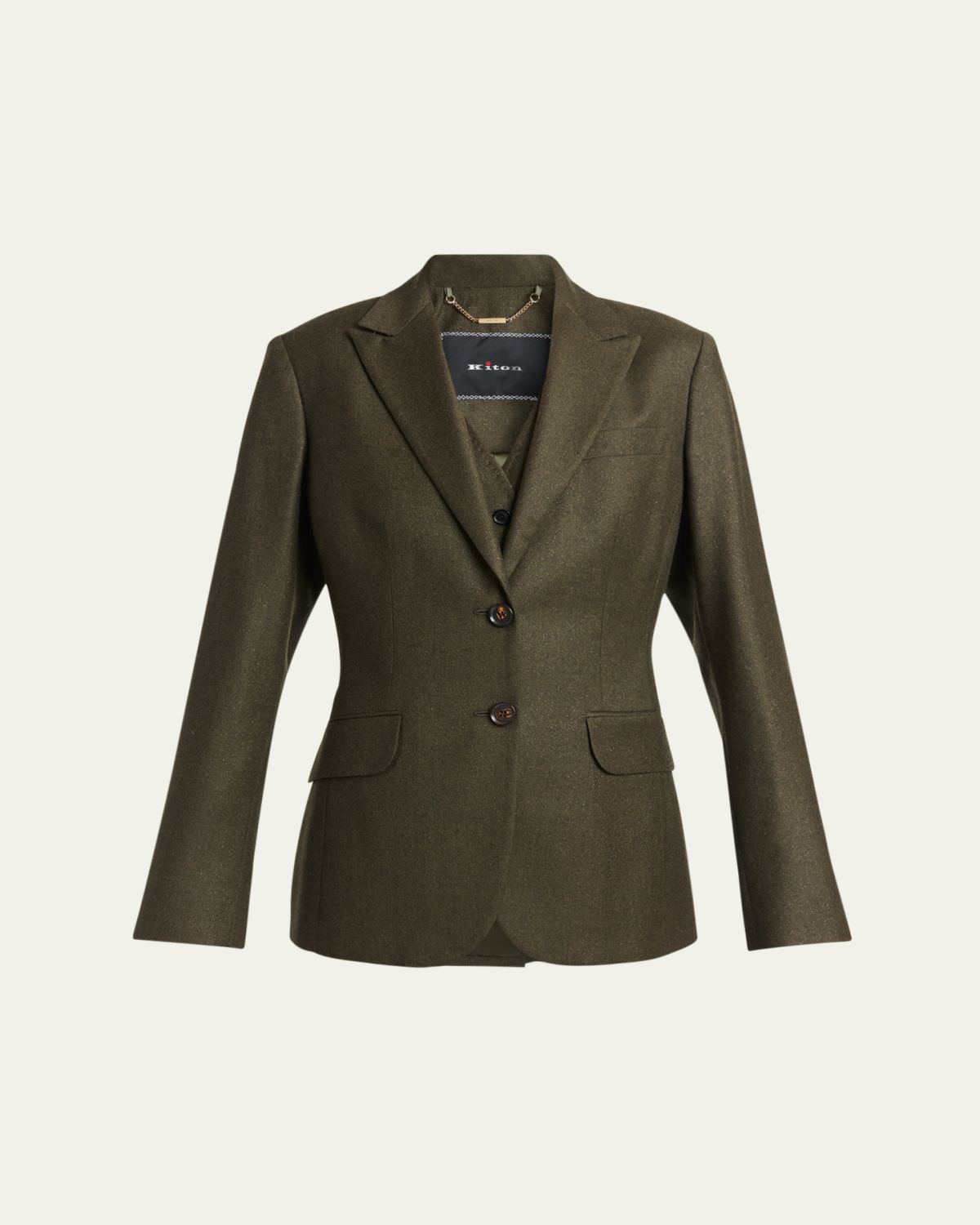 Kiton Metallic Wool Single-Breasted Jacket - Women's Clothing